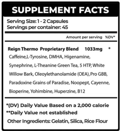 reign thermogenic formula